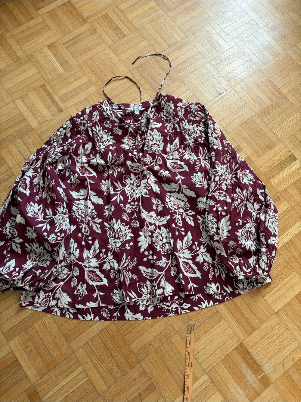Fatface Women's Floral Peasant Blouse - Burgundy. NWOT